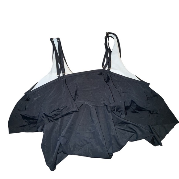 Women's Black Swim Ruffled Tankini Top - Picture 4 of 4